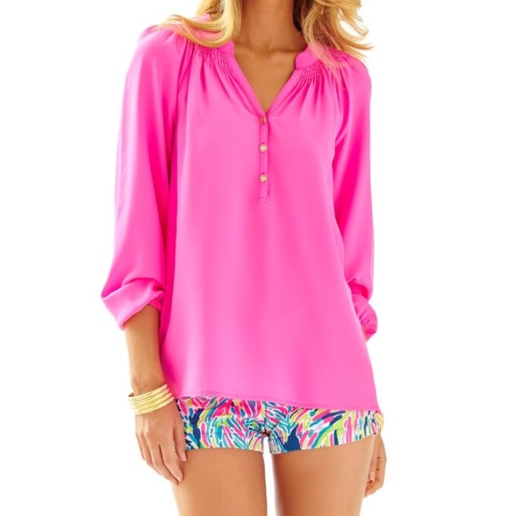 Lilly Pulitzer Tops | Lilly Pulitzer Elsa Pink Silk Blouse | Poshmark